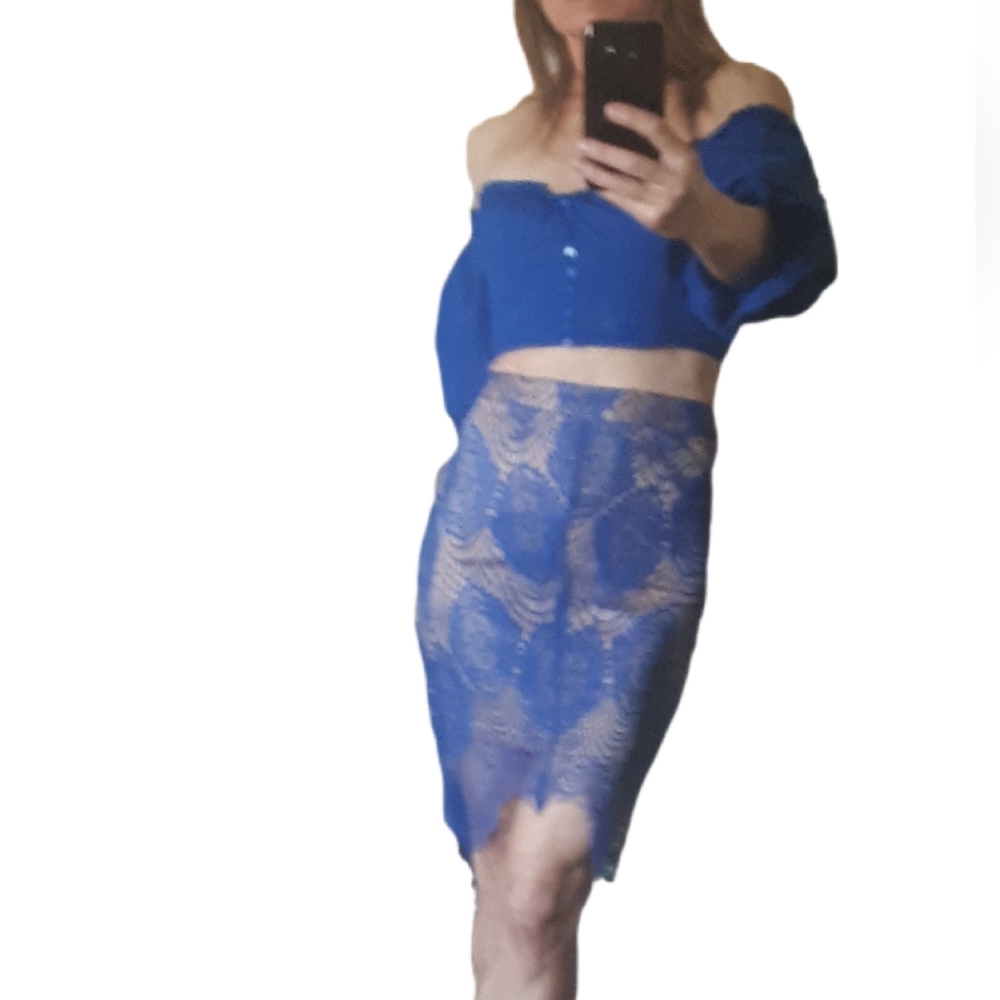 Vintage Blue Lace Skirt